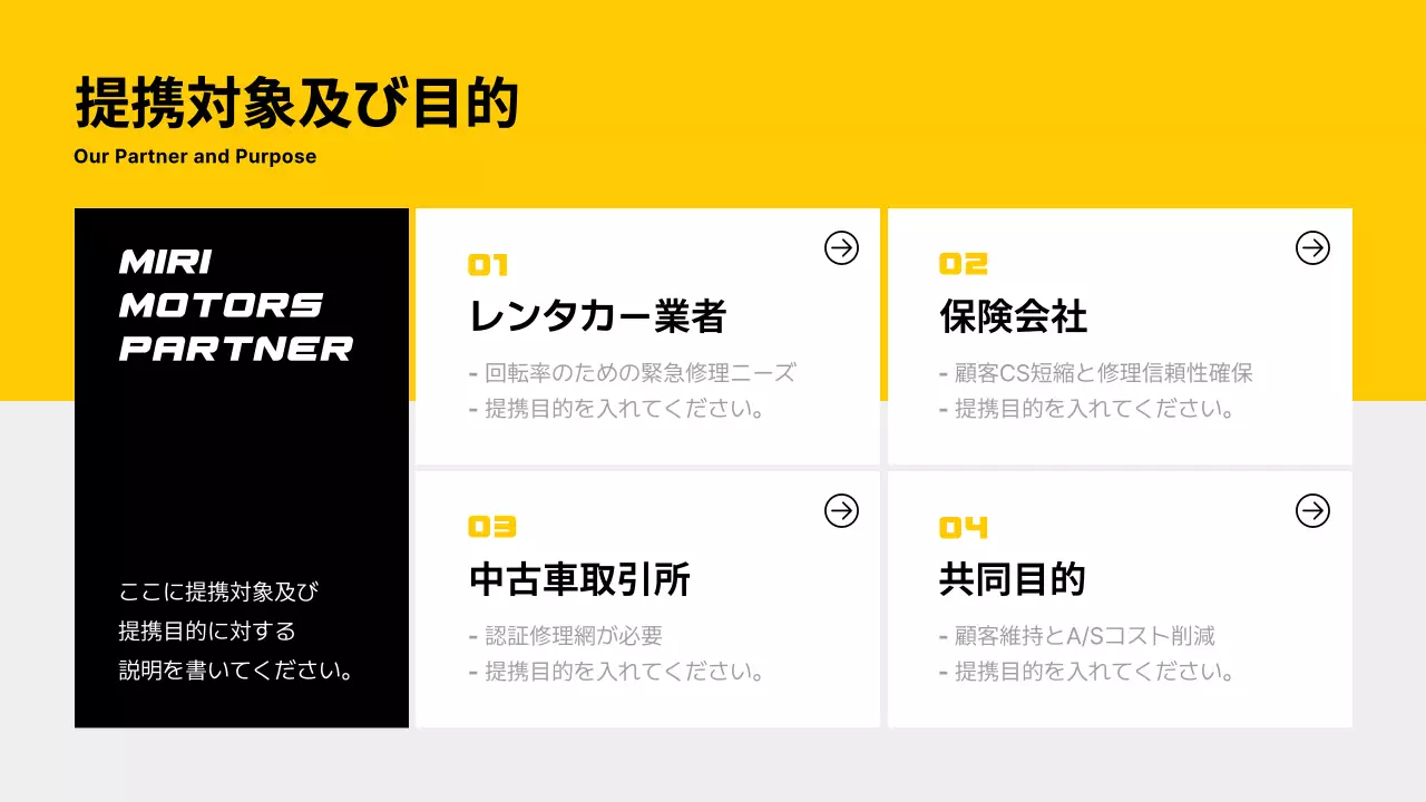 黄色 モダン 自動車 名刺