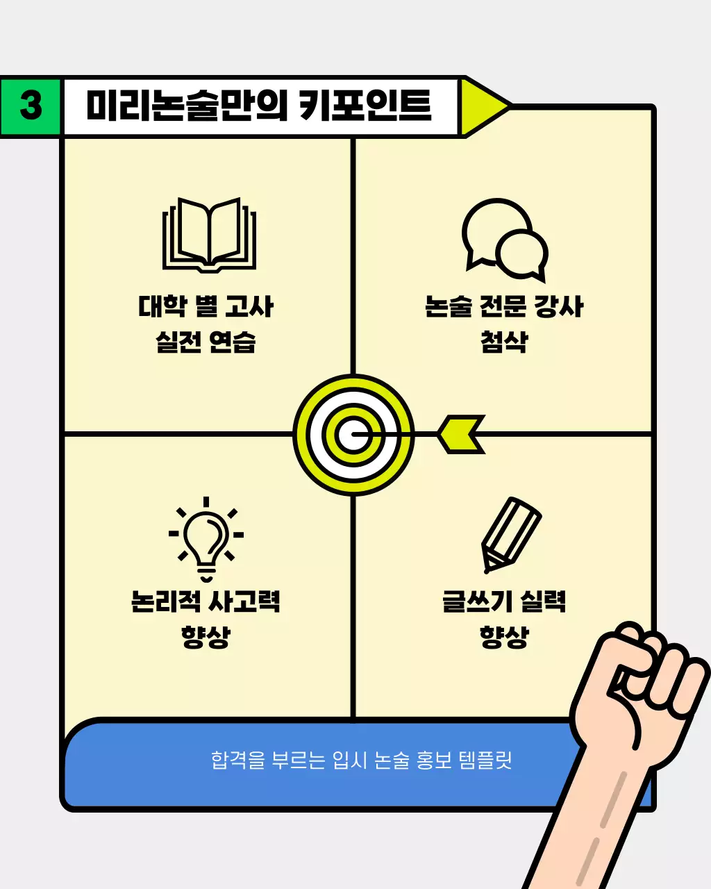 연두색과 노랑의 아기자기한 입시 논술 학원 홍보