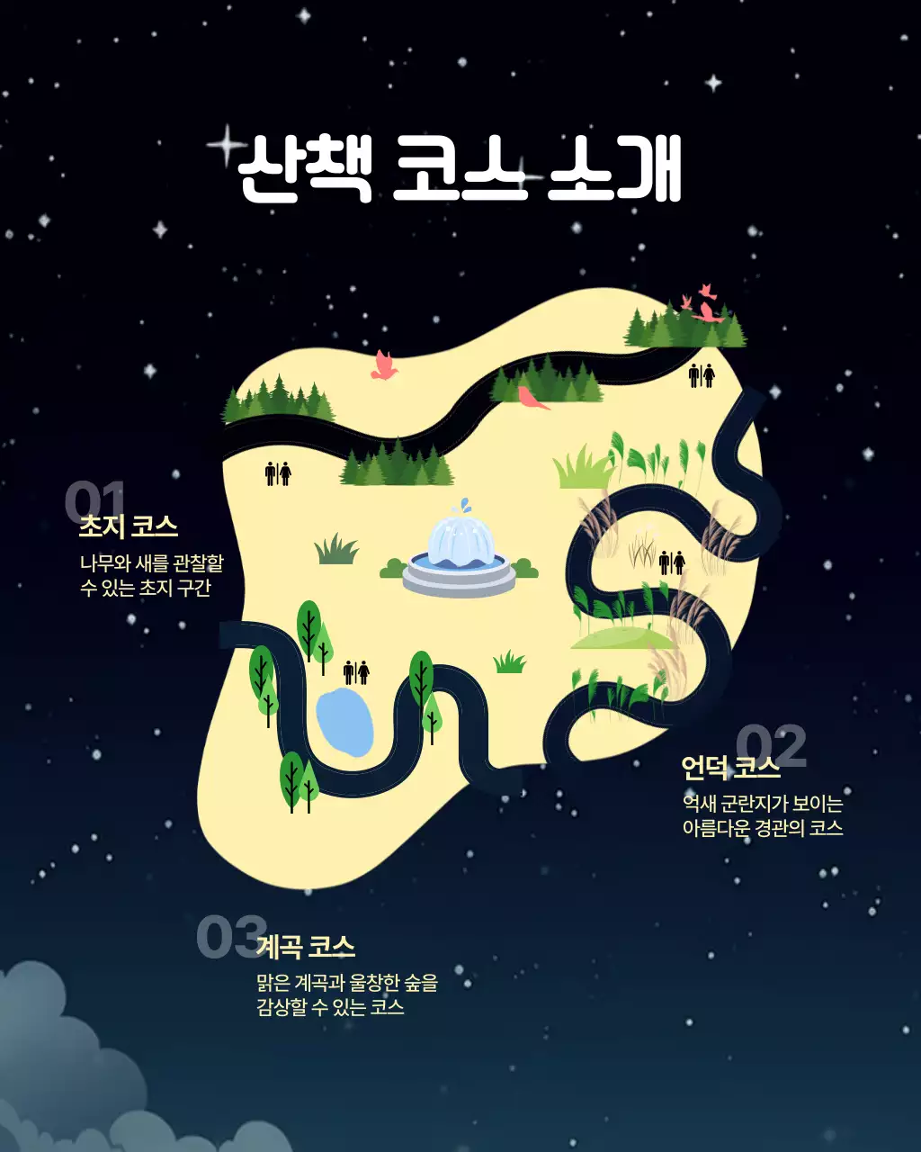 노랑과 검정의 아기자기한 지자체 지역 산책 프로그램 참여자 모집 공고