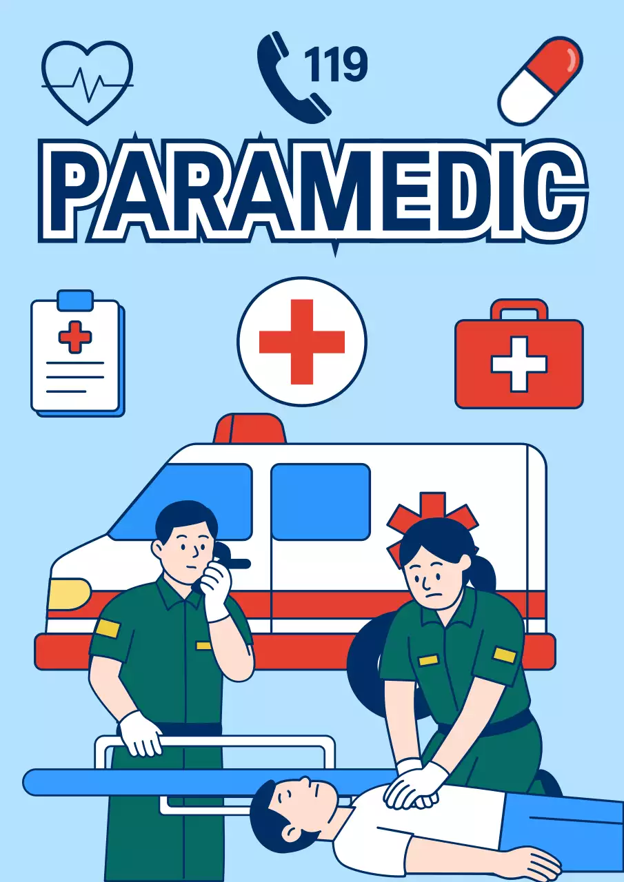 하늘색 깔끔 응급 의료 안내