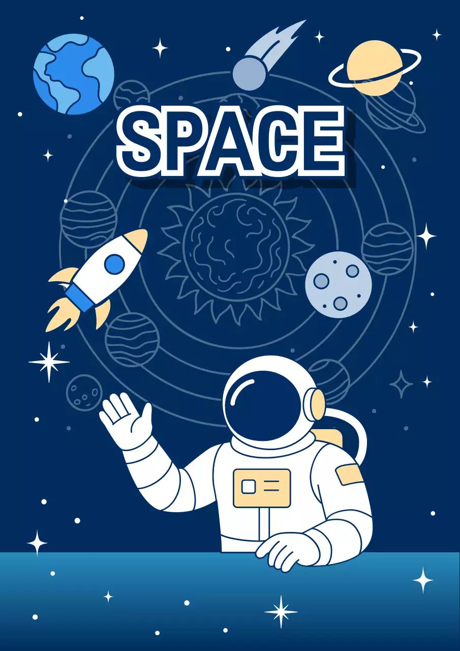 남색 팝 우주 포스터