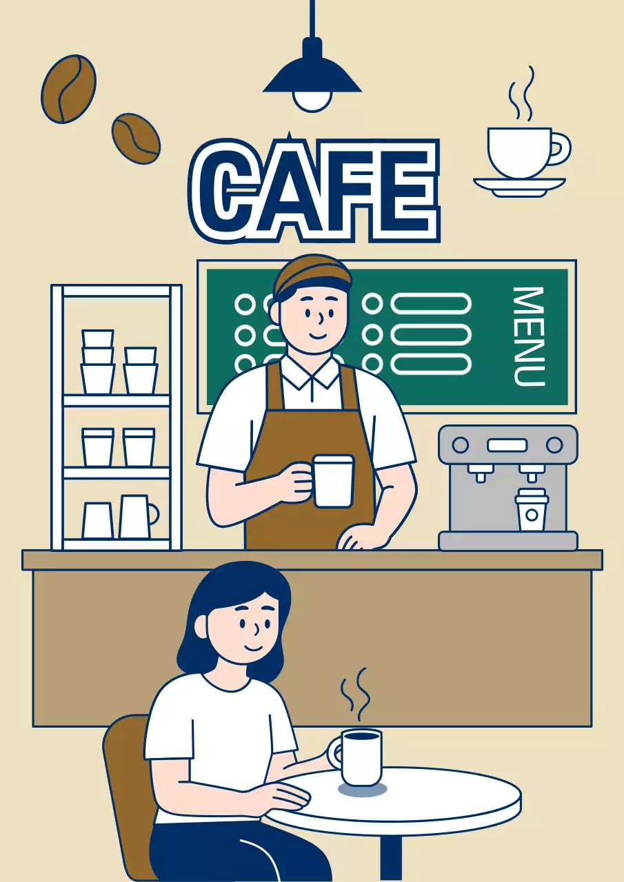 베이지 심플 카페 홍보