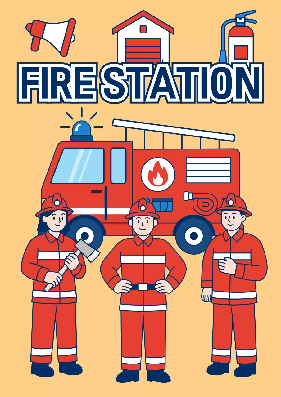 노랑 심플 소방서 안내