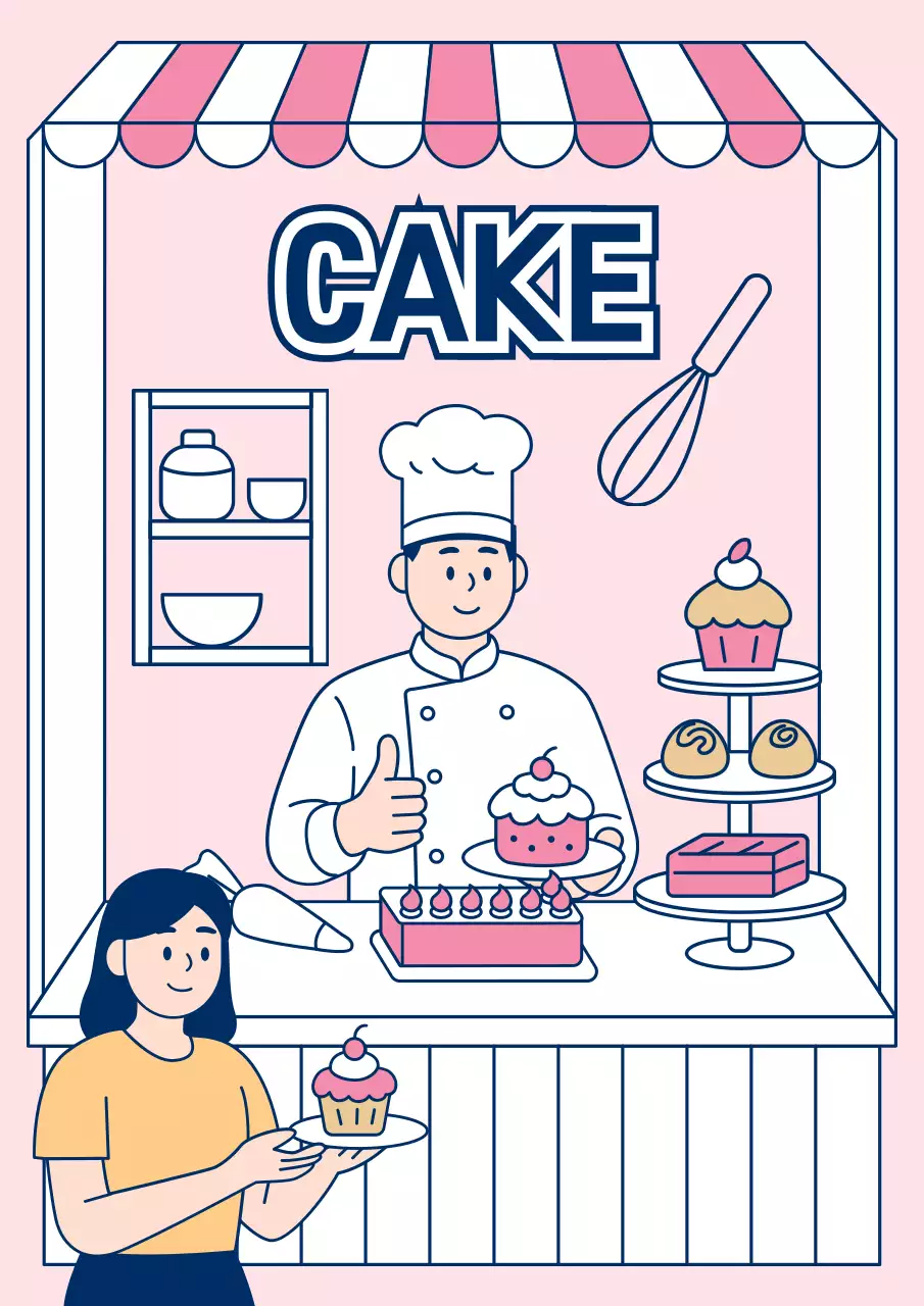 핑크 아기자기한 케이크샵 홍보