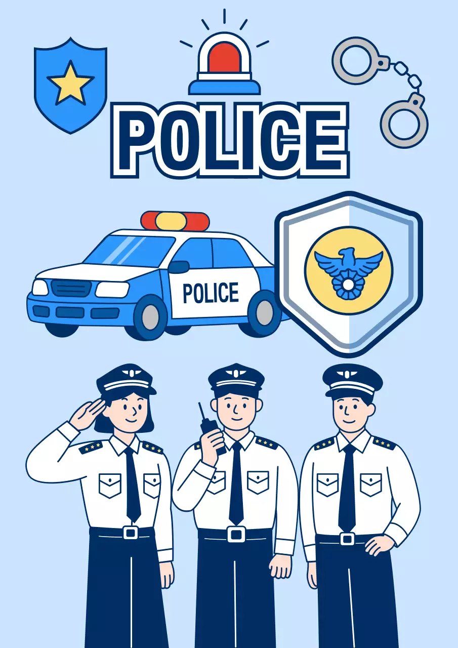 하늘색 심플 경찰 홍보