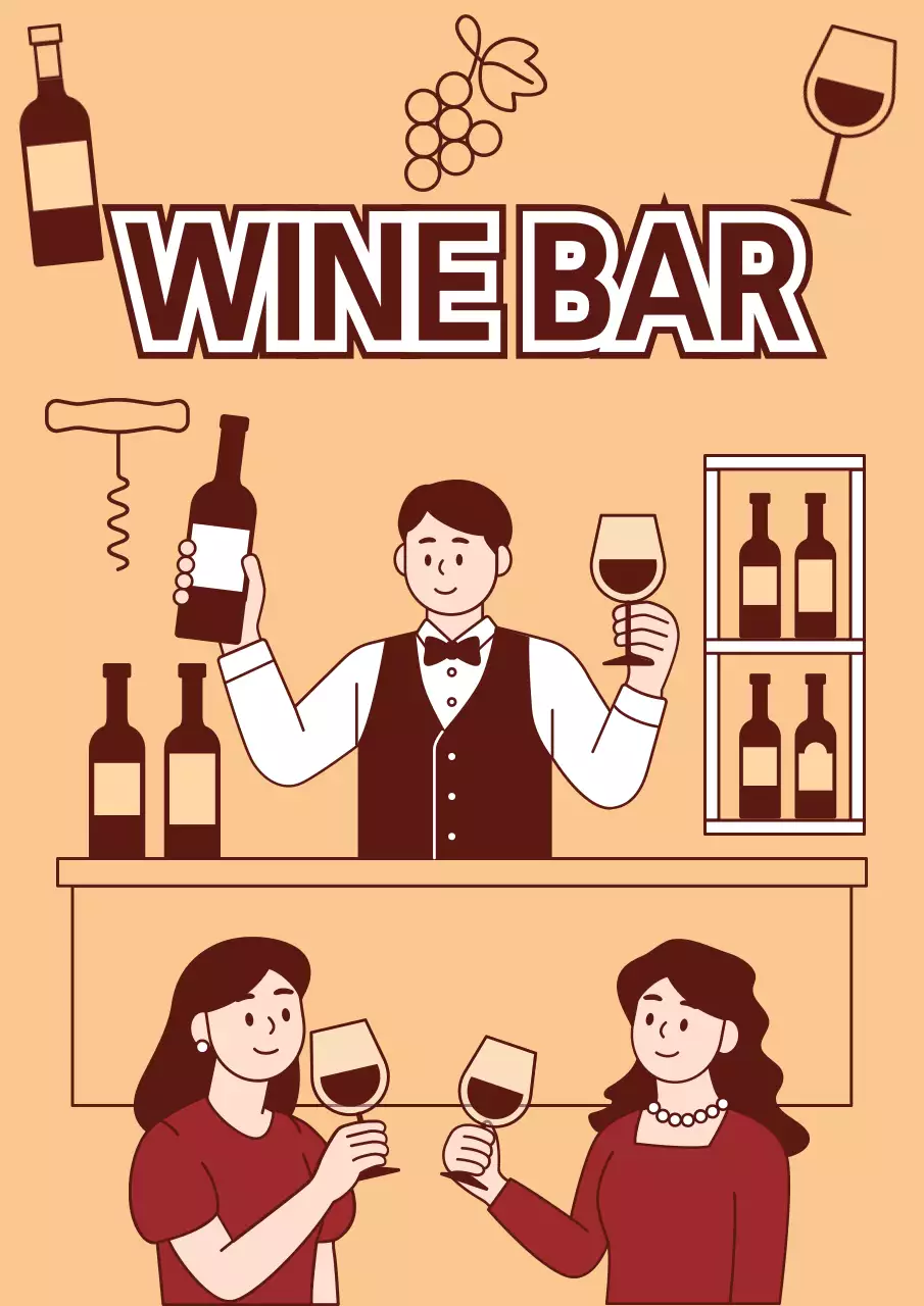 베이지 심플 와인바 광고