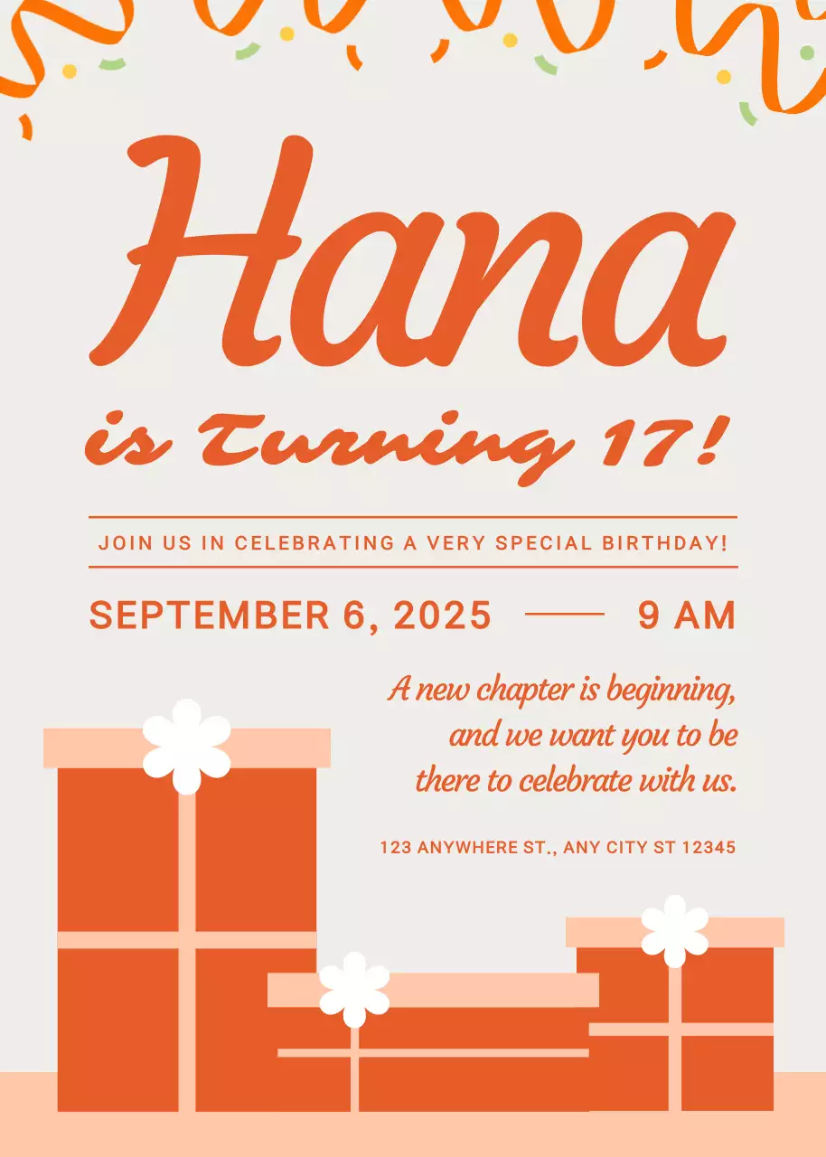 베이지와 오렌지색의 귀여운 생일 파티