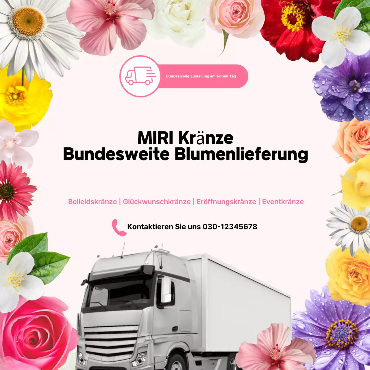 Rosa, einfache Blumenlieferungsanzeige