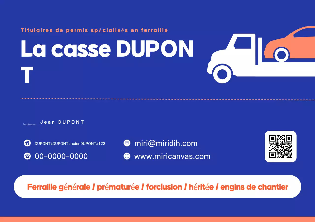 Publicité pour une voiture de rebut bleue simple