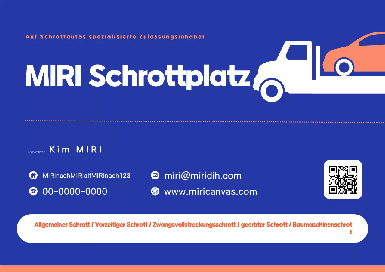 Blaue einfache Schrottauto-Werbung
