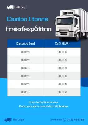 Guide des tarifs d'expédition Blue Simple