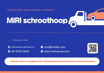 Blauwe eenvoudige sloopauto-advertentie