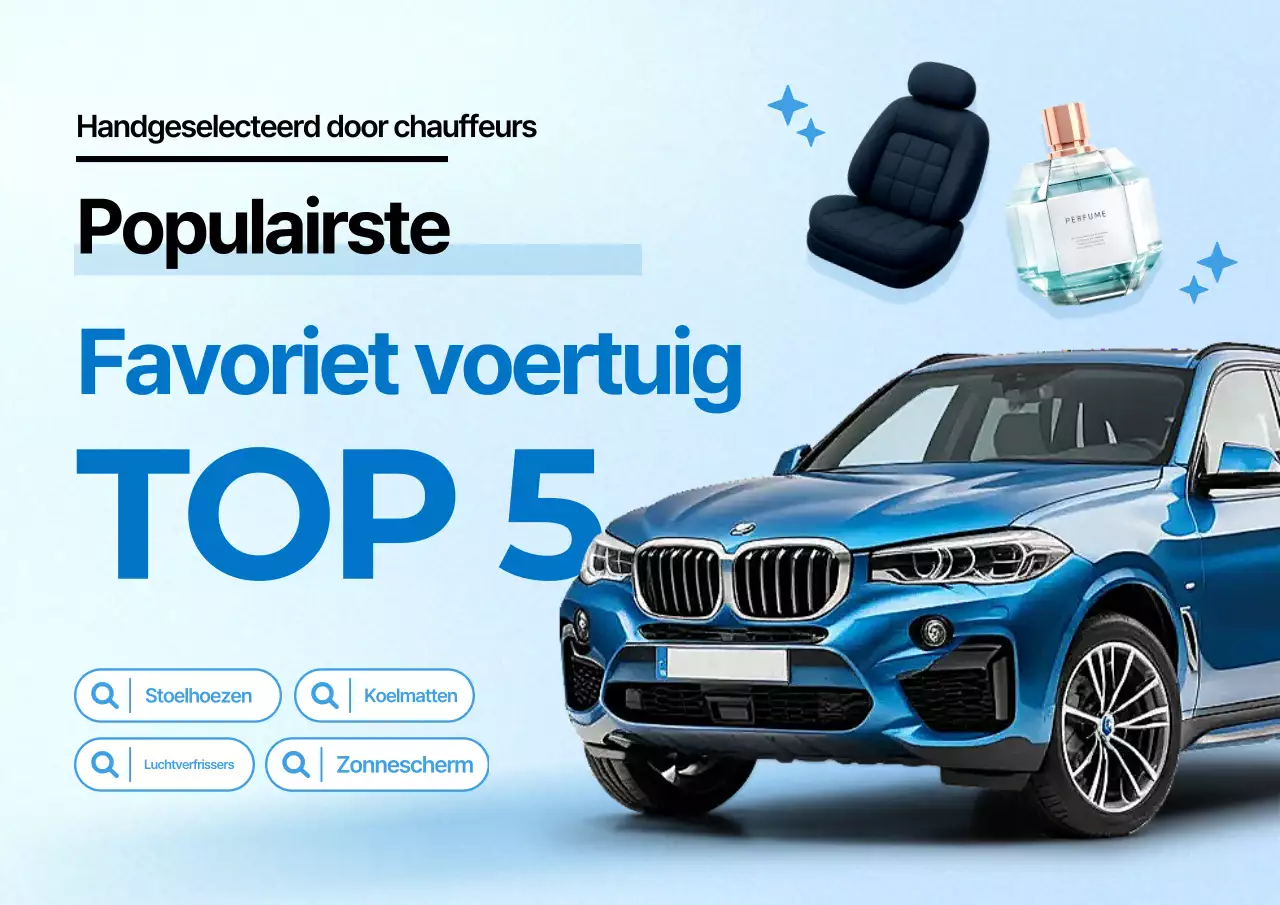 Promotie van moderne autoaccessoires in hemelsblauw