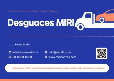 Anuncio de coche chatarra azul simple