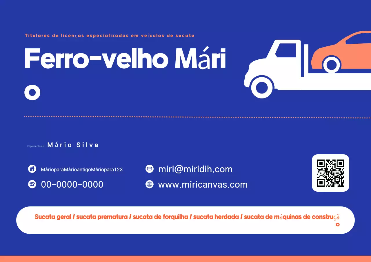 Anúncio de carro sucata simples azul