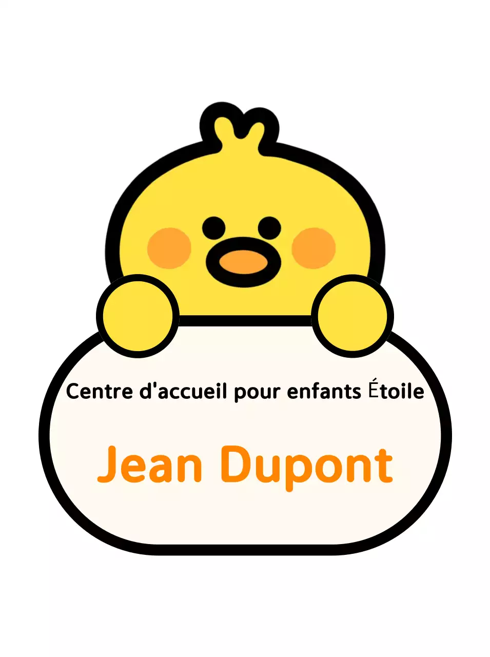 Étiquette jaune pour bébé à la maternelle
