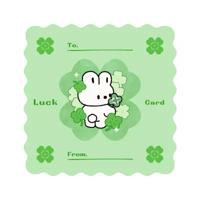 Kartu pos karakter lucu berwarna hijau
