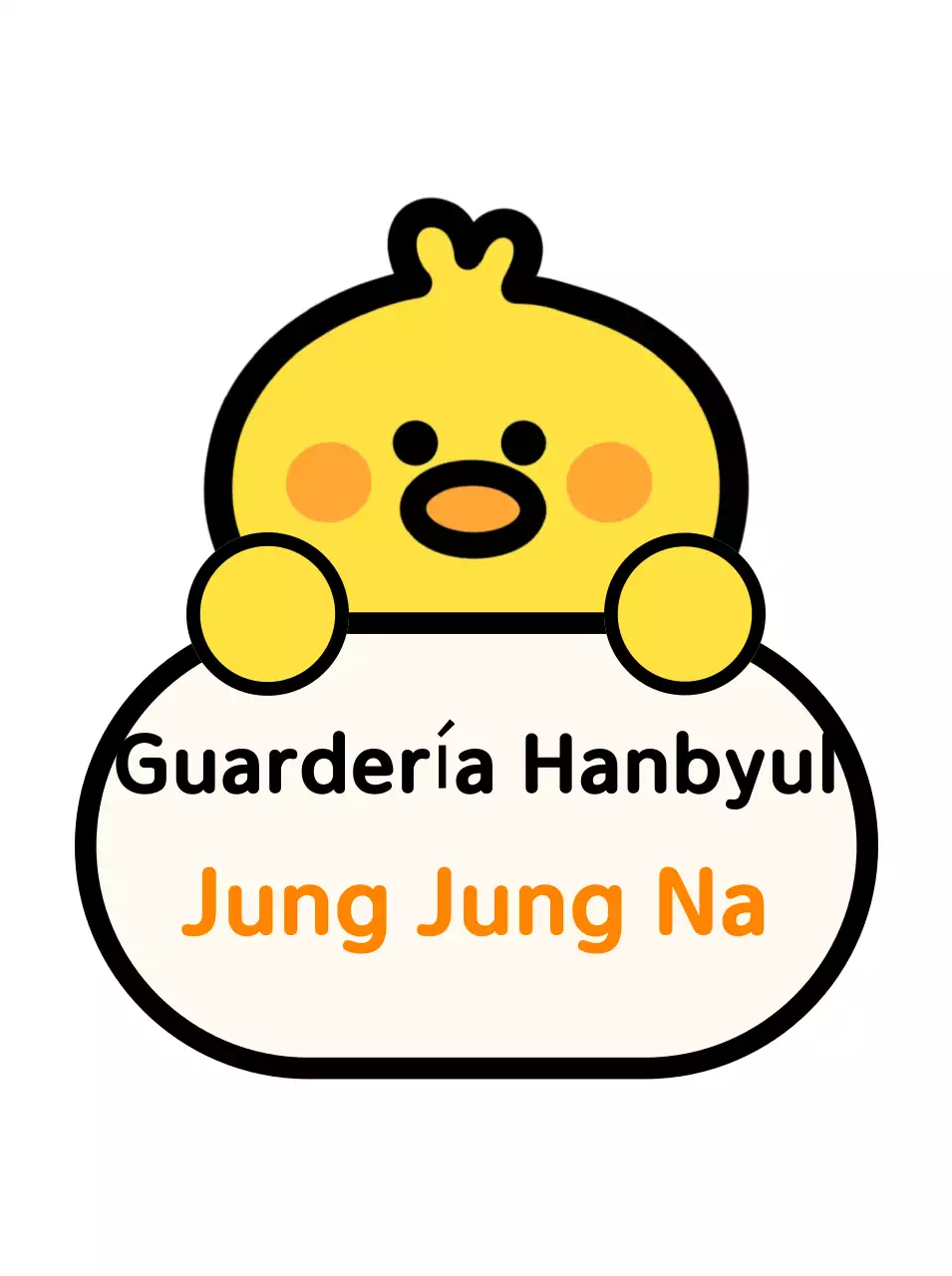 Etiqueta amarilla con nombre para bebé para jardín de infantes