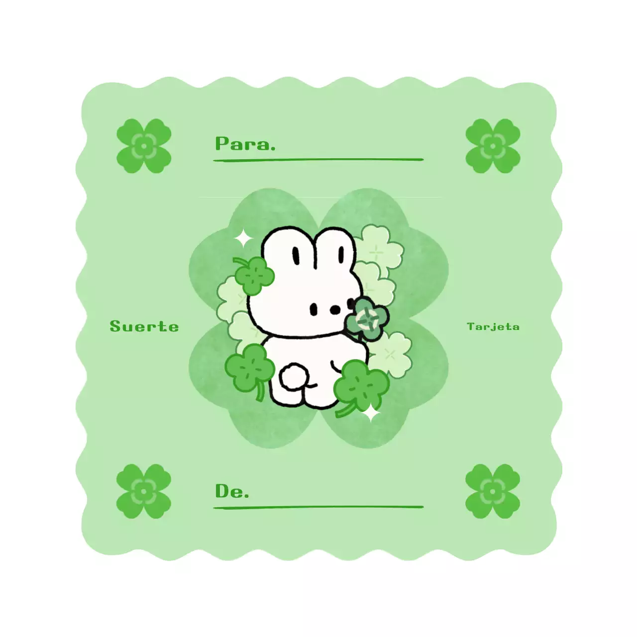 Postal con un lindo personaje verde