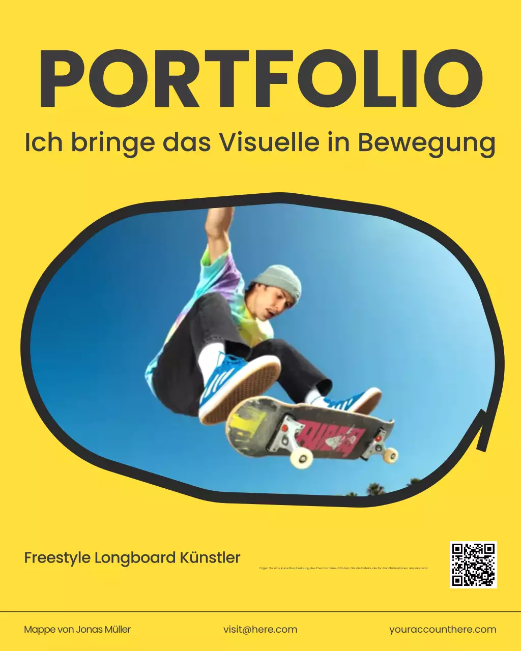 Blauer moderner Portfolio-Instagram-Beitrag