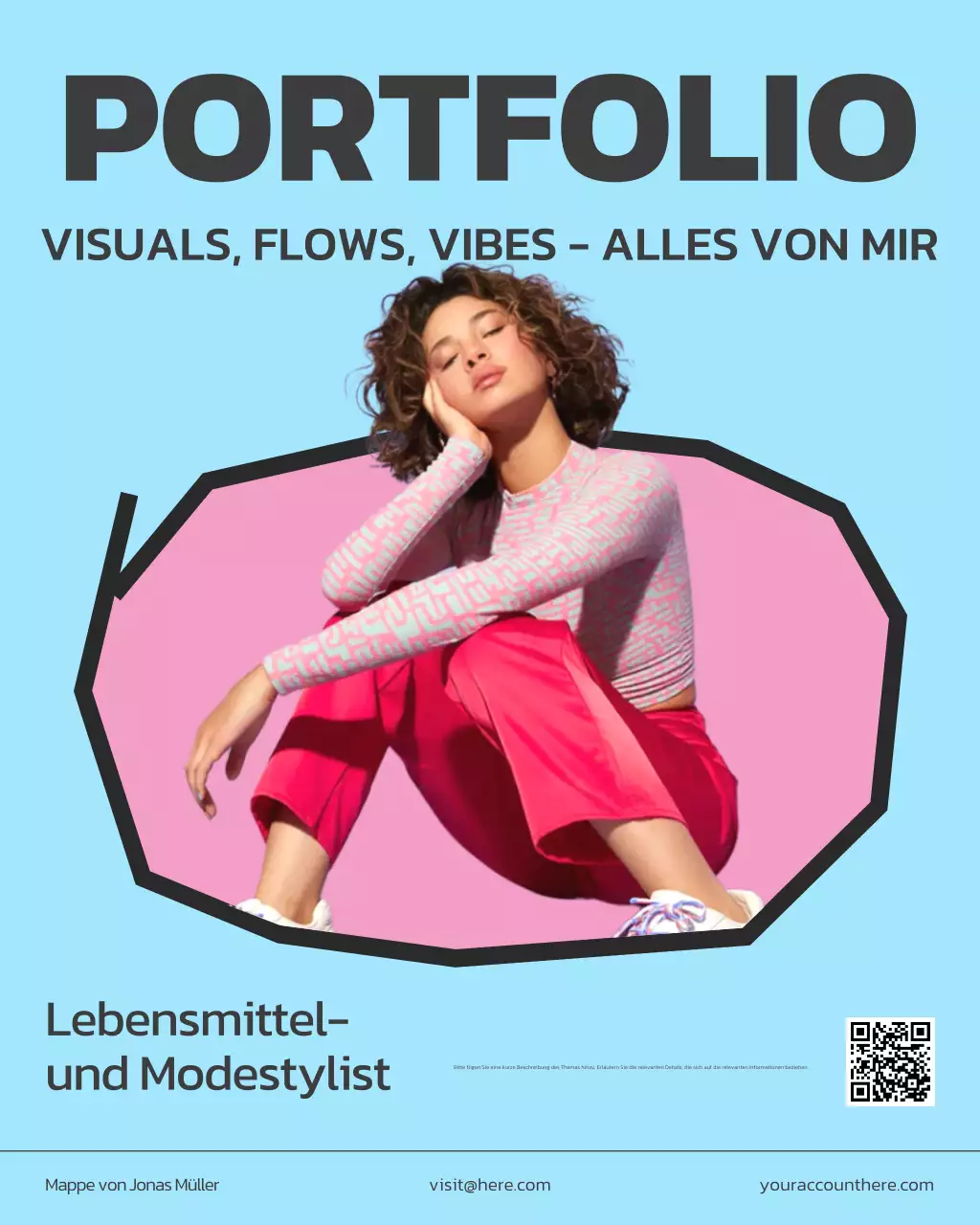 Blauer moderner Portfolio-Instagram-Beitrag