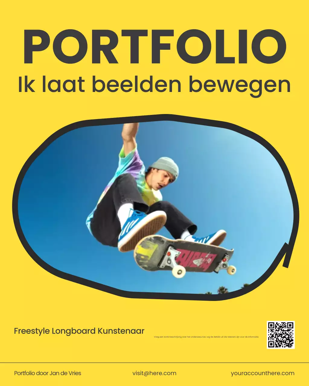 Blauwe moderne portfolio Instagram-post