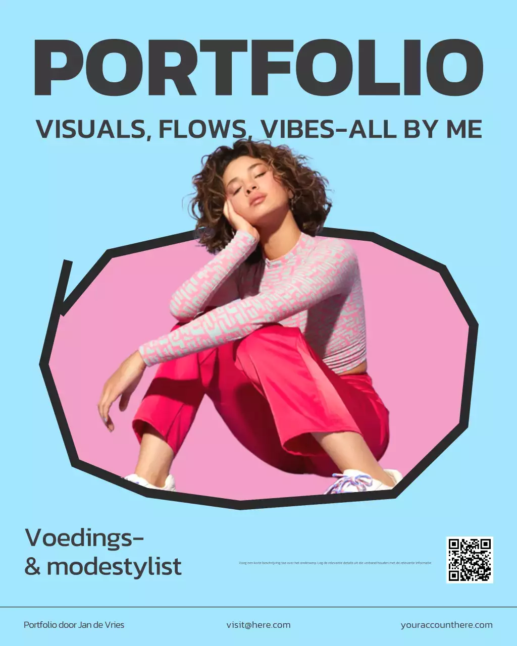 Blauwe moderne portfolio Instagram-post