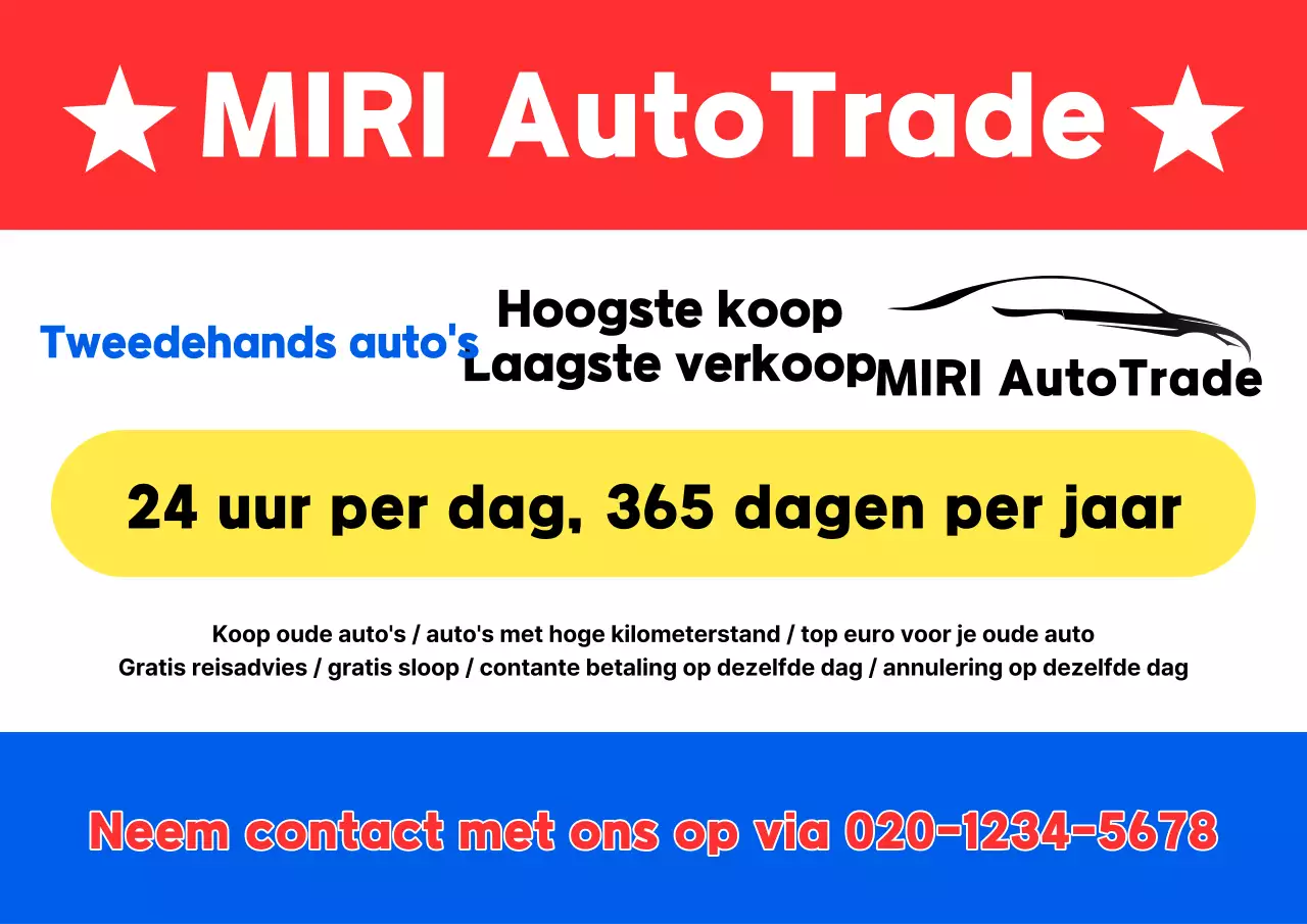 Advertentie voor gebruikte auto's in Red Basic-stijl