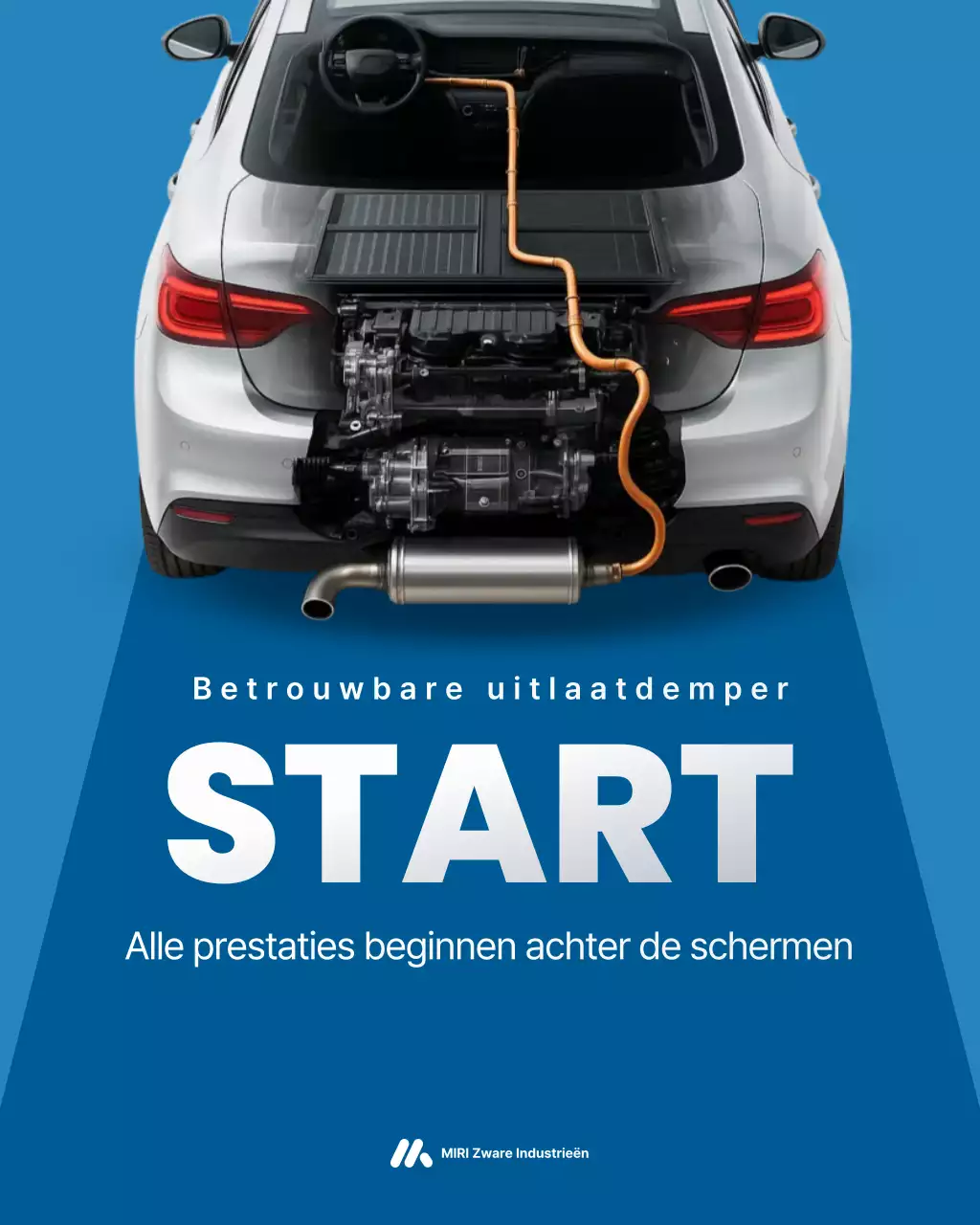 Blauwe moderne auto-advertentie