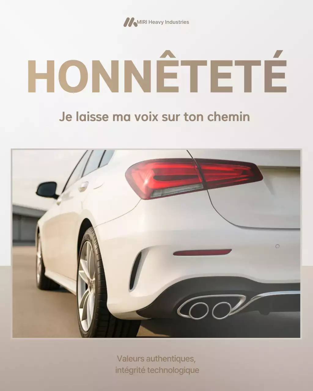 Publicité pour une voiture moderne beige