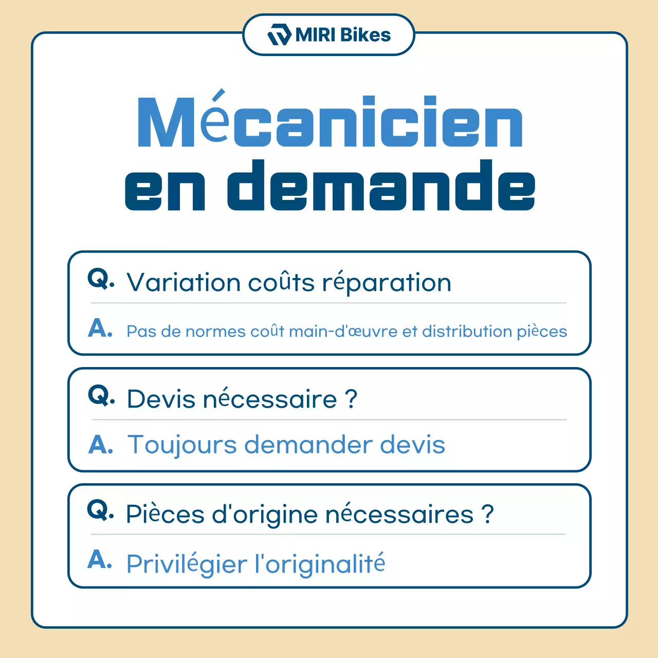 Publicité beige pour la réparation de motos simples