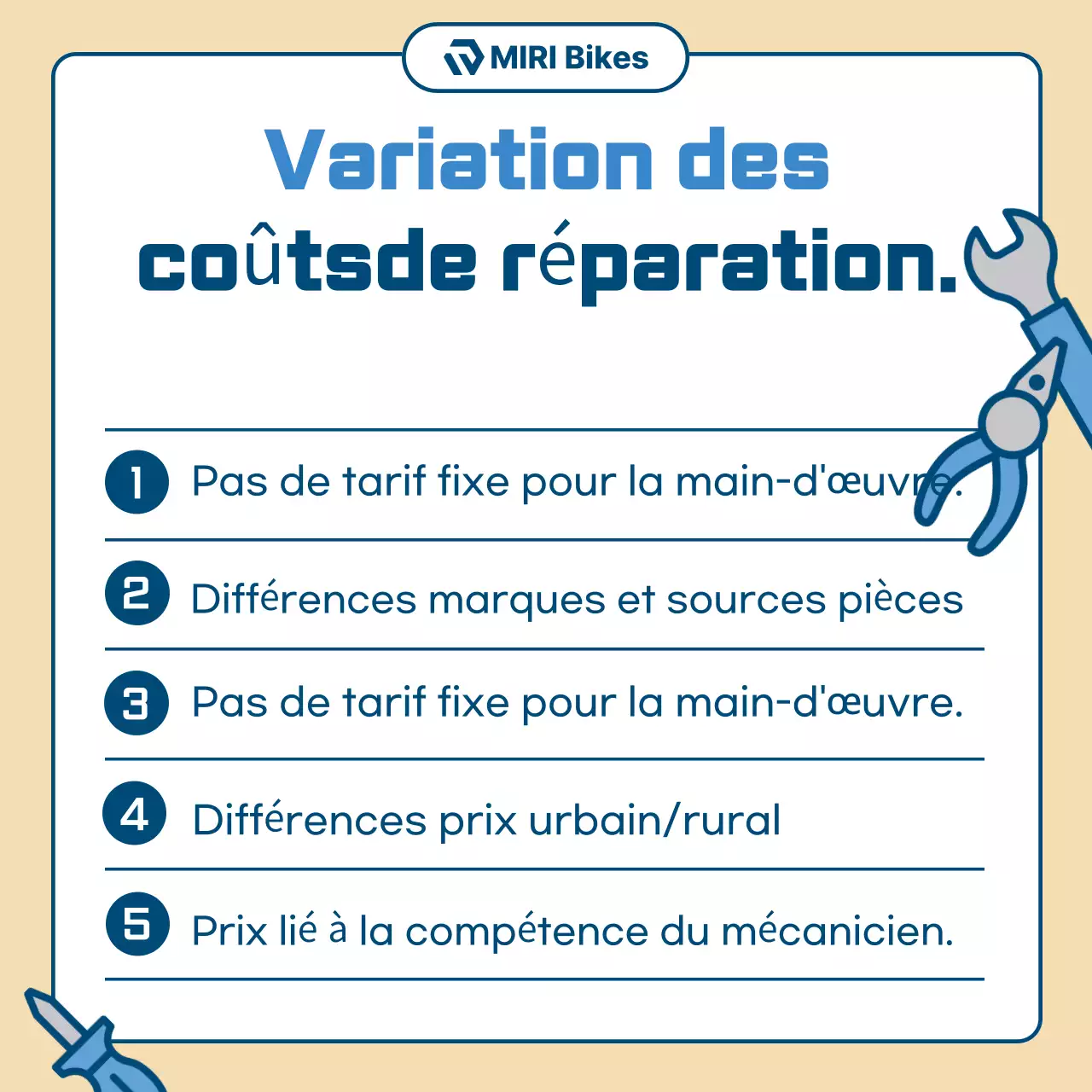 Publicité beige pour la réparation de motos simples