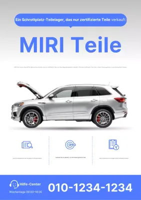 Graue, moderne Anzeige für gebrauchte Autoteile zum Verkauf