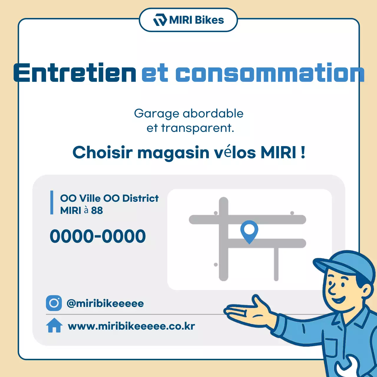 Publicité beige pour la réparation de motos simples