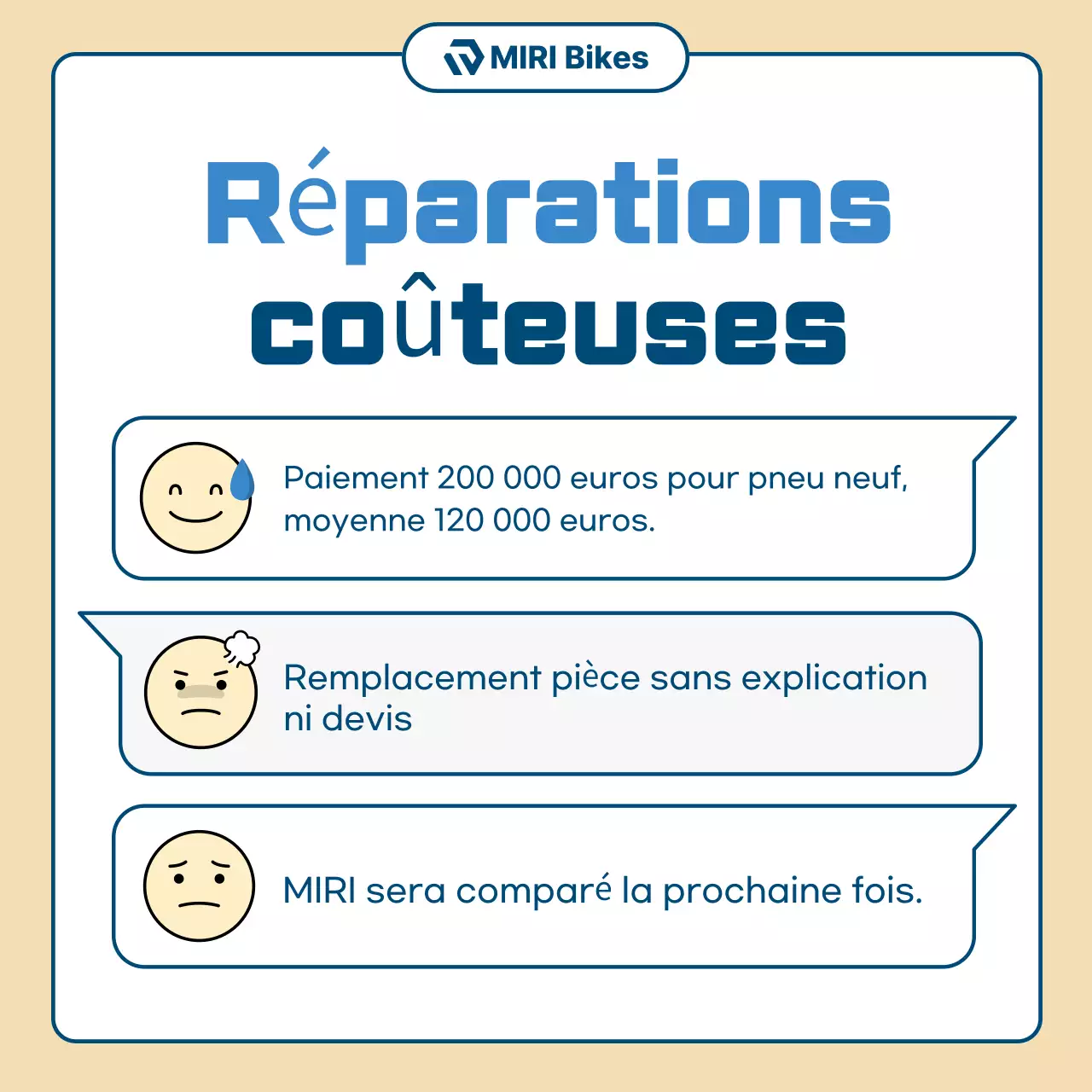 Publicité beige pour la réparation de motos simples