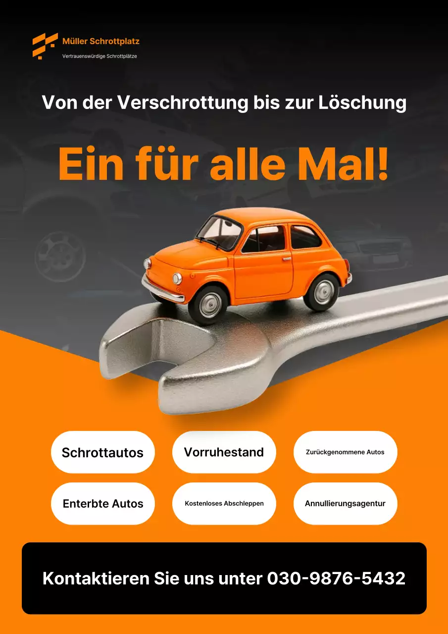 Orangefarbene moderne Auto-Scrapbook-Werbung