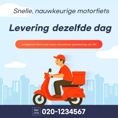 Hemelsblauwe moderne motorfietsbezorgadvertentie