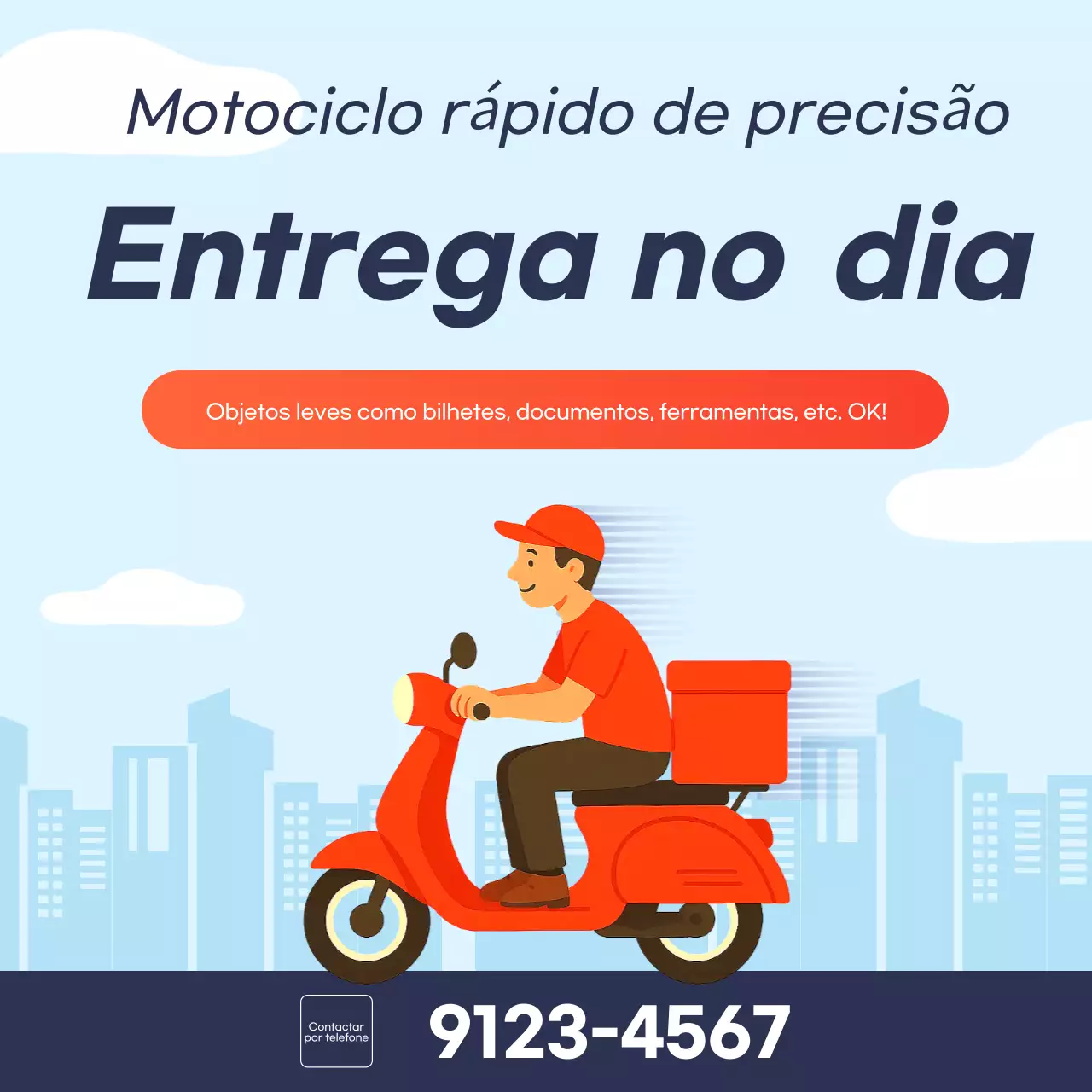 Anúncio de entrega de motocicleta moderna azul-celeste