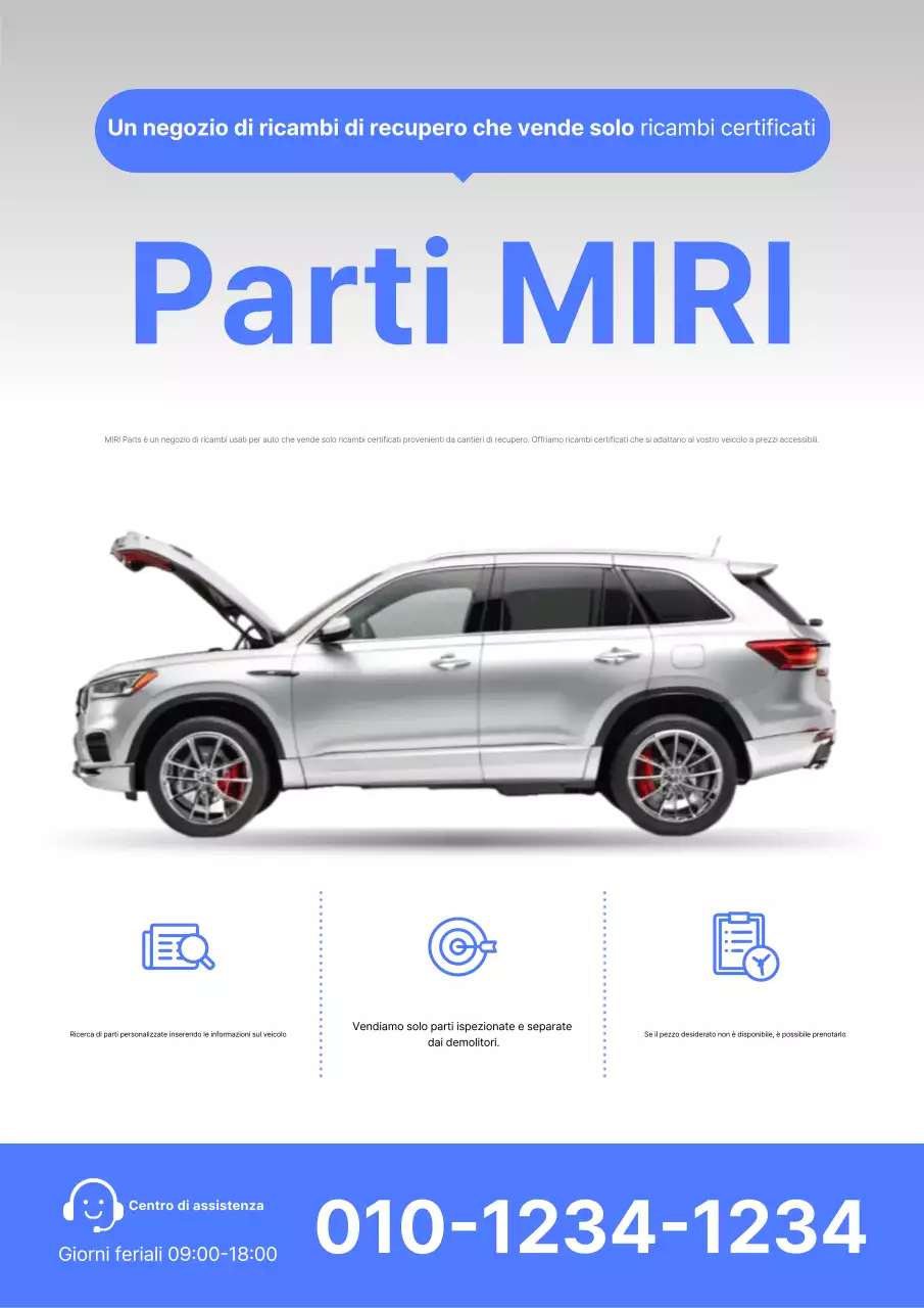 Annuncio di vendita di ricambi auto usati moderni grigi