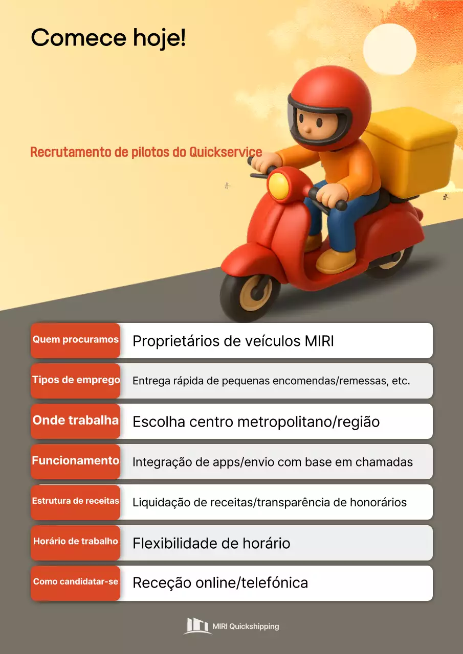 Recrutamento de entregador de motocicletas modernas Orange