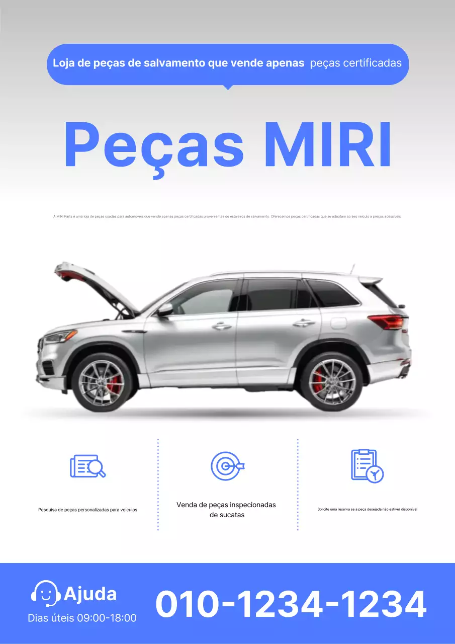 Anúncio de peças de carros usados ​​modernos cinza para venda