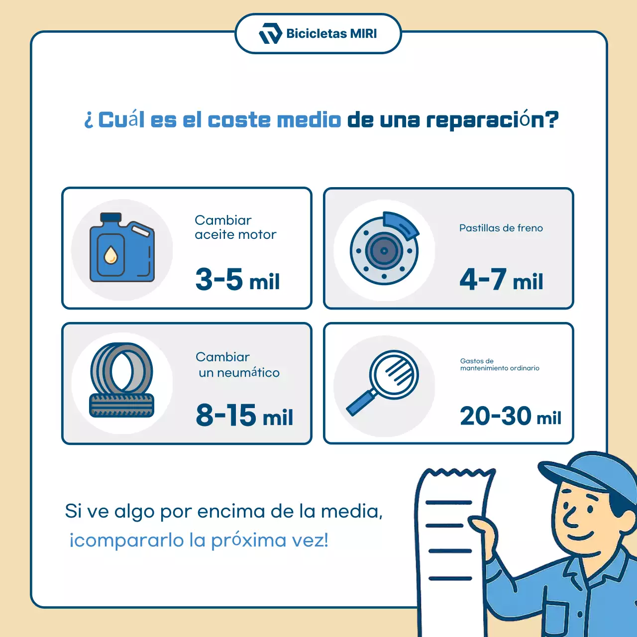Anuncio de reparación de motocicletas sencillas en color beige
