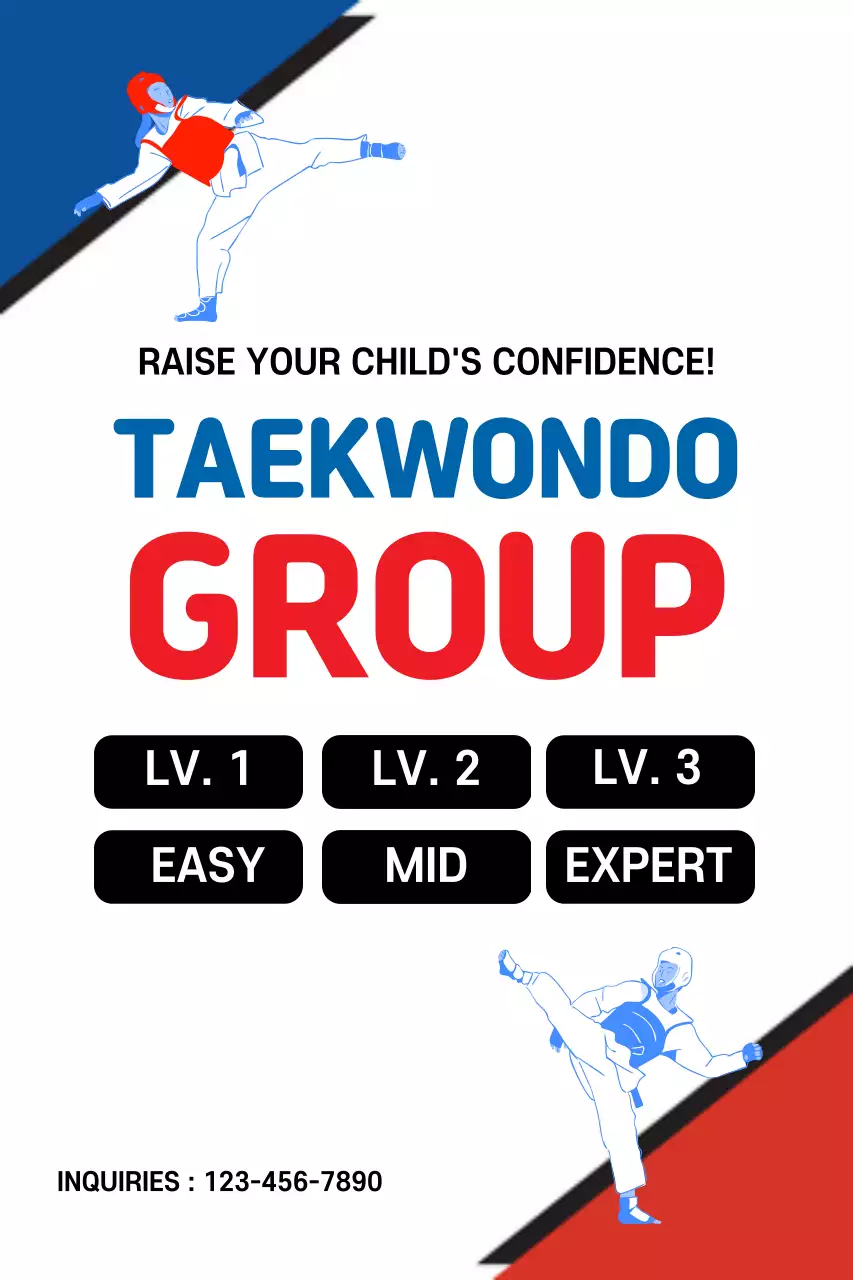Blue Minimal Taekwondo Promotion Poster