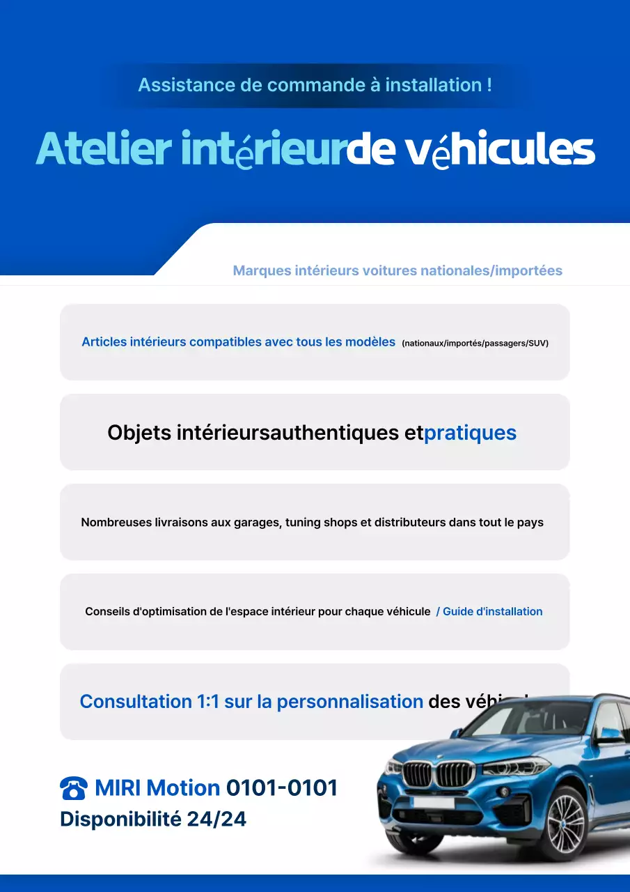 Promotion d'intérieur de voiture moderne bleu
