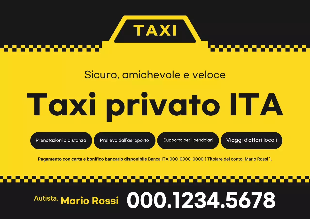 Pubblicità di taxi giallo semplice