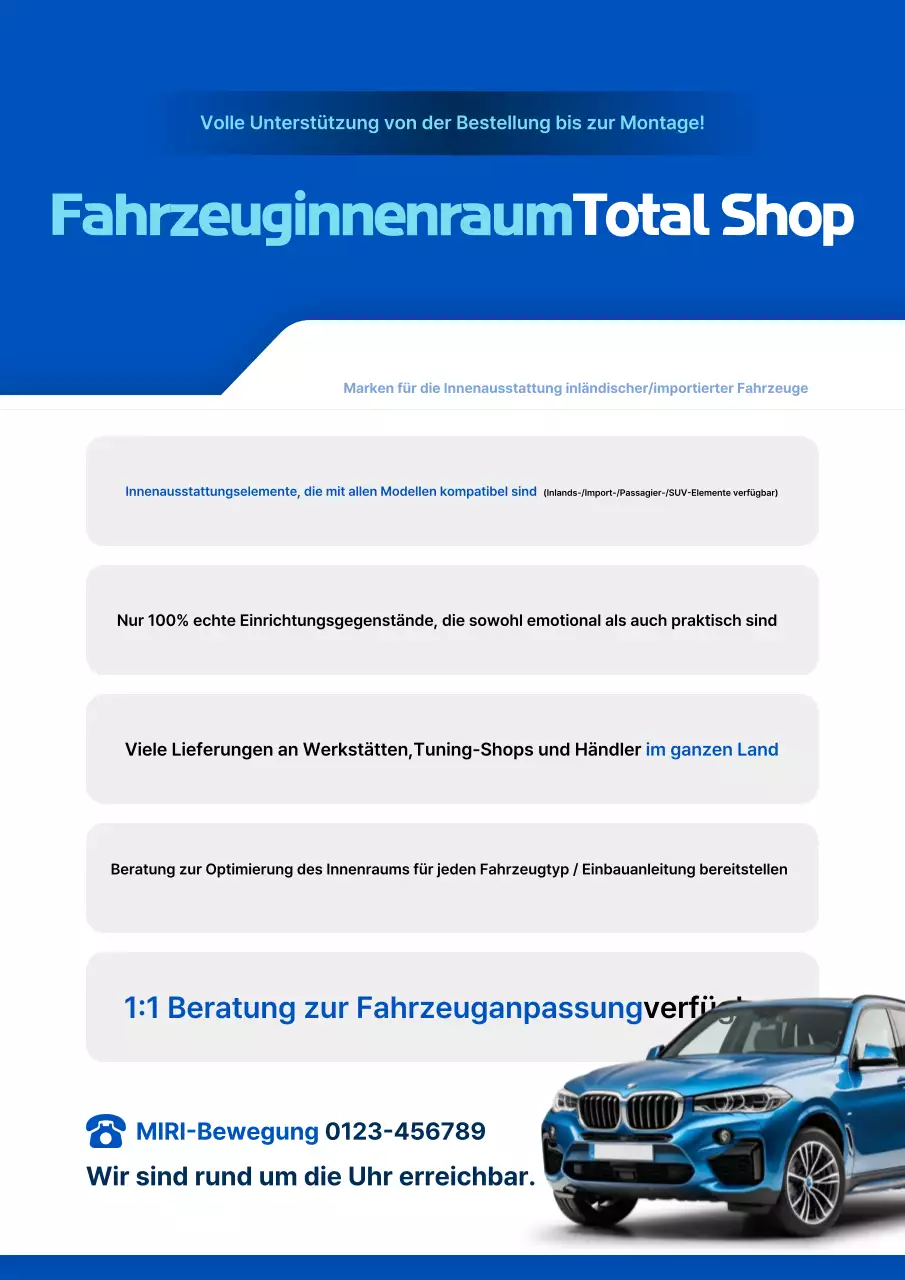 Blaue moderne Autoinnenausstattung