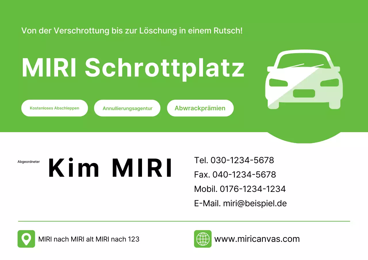 Werbung für einen Green Clean Car Scrap Shop