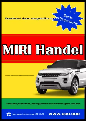 Gele basisadvertentie voor gebruikte auto's