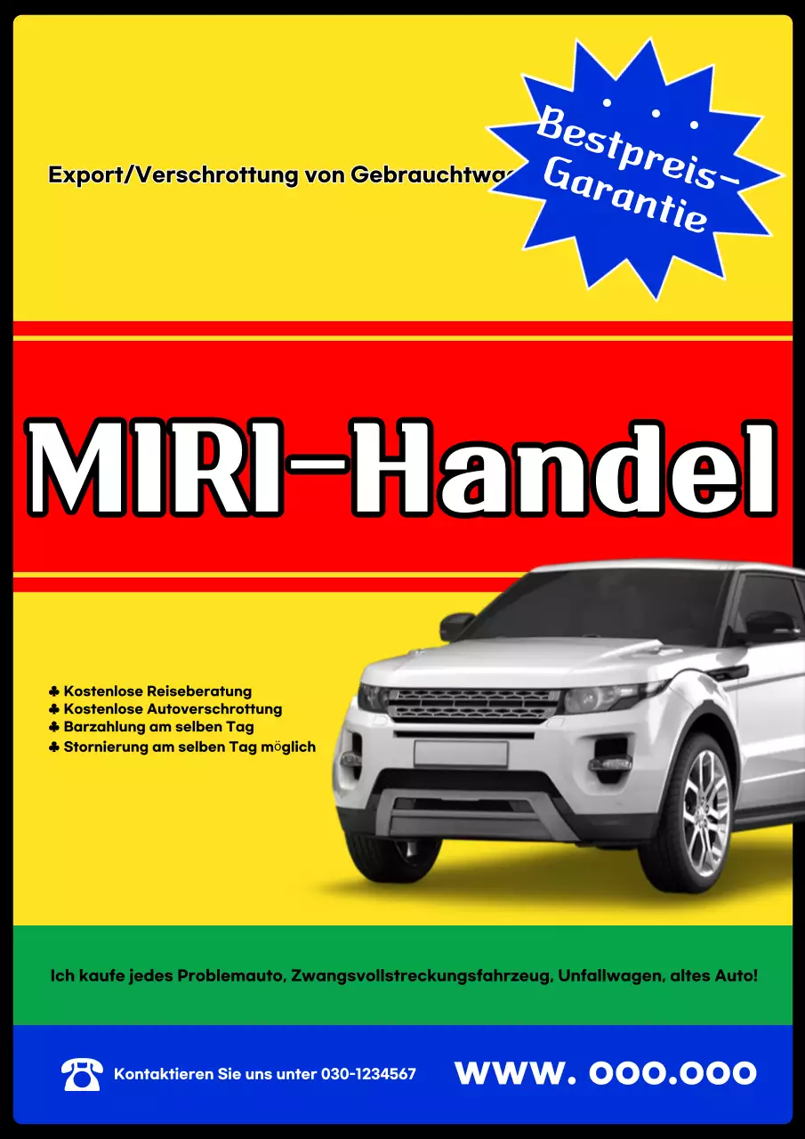 Gelbe Basic Gebrauchtwagenanzeige