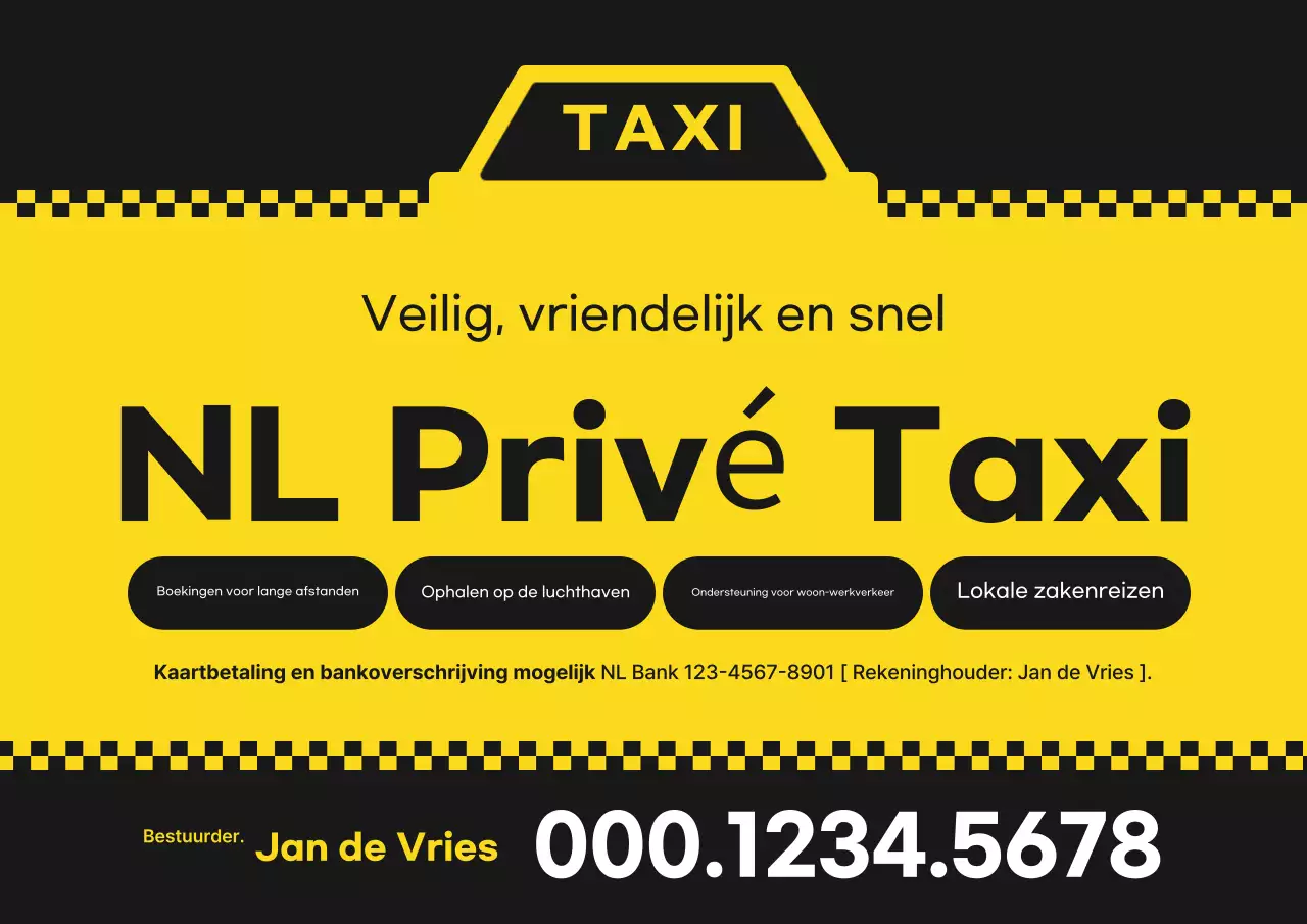 Gele eenvoudige taxi-advertentie
